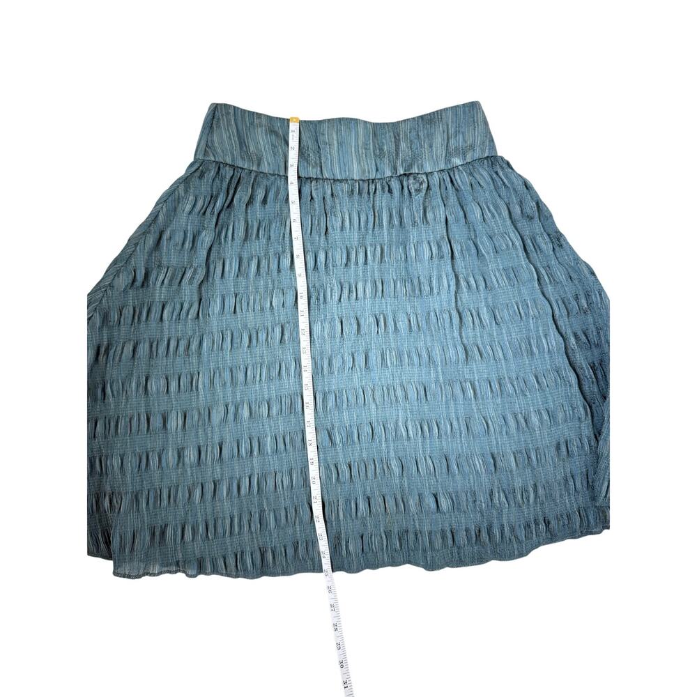 Chaiken Teal Crinkle Textured Midi Skirt USA Size 6 - Picture 6 of 11